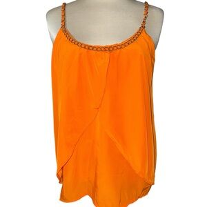 IKY Love Me blouse adj metal/fabric spaghetti straps  drape front size small NWT